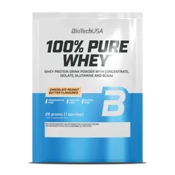 100% Pure Whey tejsavó fehérjepor - csokoládé-mogyoróvaj - 28g - BioTech USA