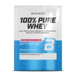 100% Pure Whey tejsavó fehérjepor - málnás sajttorta - 28g - BioTech USA