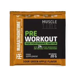 Pre Workout Edzés Előtti Energizáló 20 g - zöldalma ízben - Marathontime - 