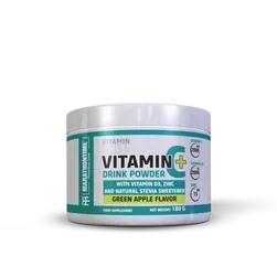 C-Vitamin italpor - D-Vitaminnal Cinkkel és Steviával - 180 g - zöldalma - Marathontime - 