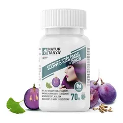 Szerves Szőlőmag és Ginkgo biloba. 95% OPC, 24% flavon glikozid és 6% terpén laktonra standardizált - 70 tabletta - Natur Tanya - 