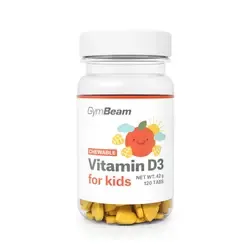 D3-vitamin rágótabletta gyerekeknek - narancs - 120 rágótabletta - GymBeam - 
