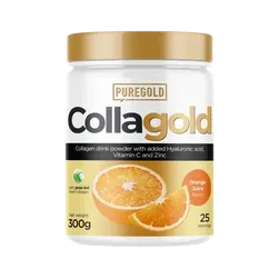 CollaGold Pulbere de băut colagen de vită și pește cu acid hialuronic - Suc de portocale - 300g - PureGold