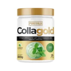 CollaGold Pudră de băut colagen de vită și pește cu acid hialuronic - Mojito - 300g - PureGold