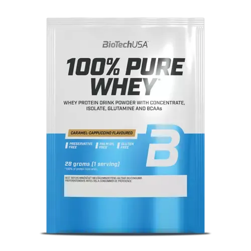 100% Pure Whey tejsavó fehérjepor - karamell-cappuccino - 28g - BioTech USA - 