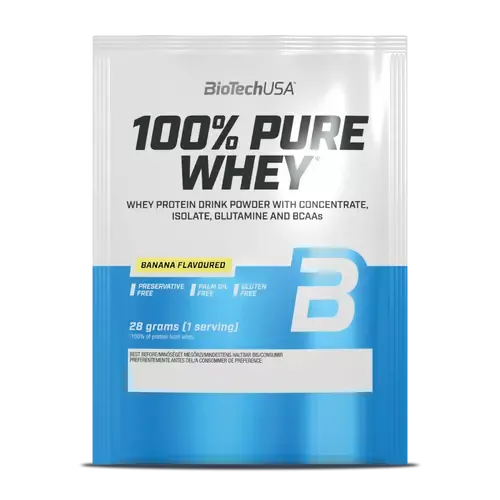100% Pure Whey tejsavó fehérjepor - banán - 28g - BioTech USA - 