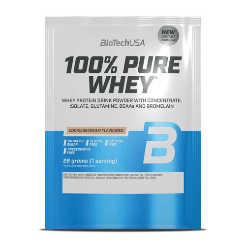 100% Pure Whey tejsavó fehérjepor - cookies &amp; cream - 28g - BioTech USA - 