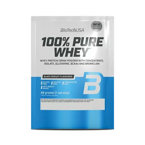 100% Pure Whey tejsavó fehérjepor - black biscuit - 28g - BioTech USA - 