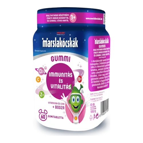 Marslakócskák Gummi Bodzával - multivitamin fekete bodza kivonattal és cinkkel - 60 gumitabletta - 