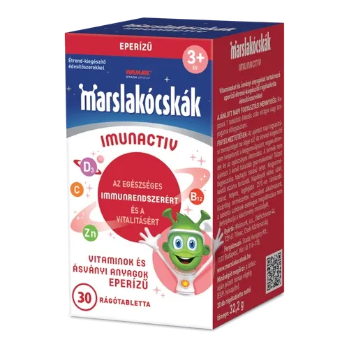 Marslakócskák Imunactiv - eperízű rágótabletta édesítőszerekkel - 100 db - 