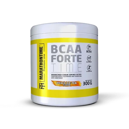 BCAA Forte Time Glutaminnal és B6-Vitaminnal - 300 g - barackos jeges-tea - Marathontime - 