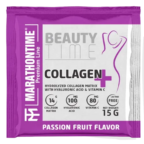 Prémium hidrolizált Kollagén - Hialuronsavval 15 g - passion fruit - Marathontime - 