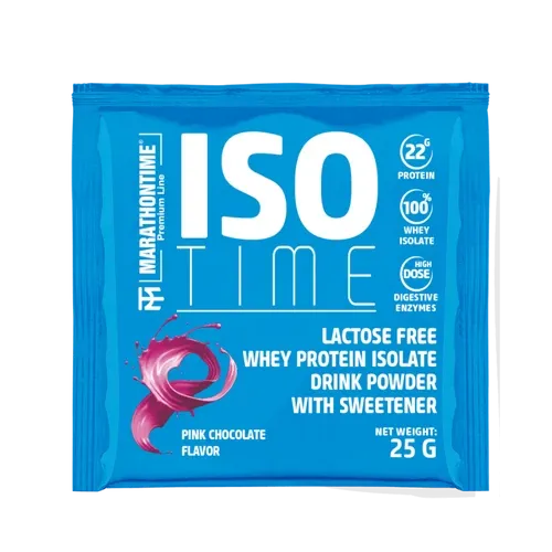 iso time pink csokoládé fehérjeIzolátum laktázenzimmel dúsítva 25 g - Marathontime - 