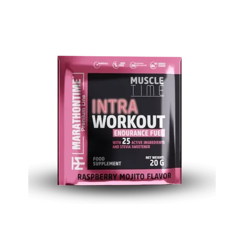 Intra Workout koffeinmentes energizáló Steviával 20 g - málna mojito - Marathontime - 