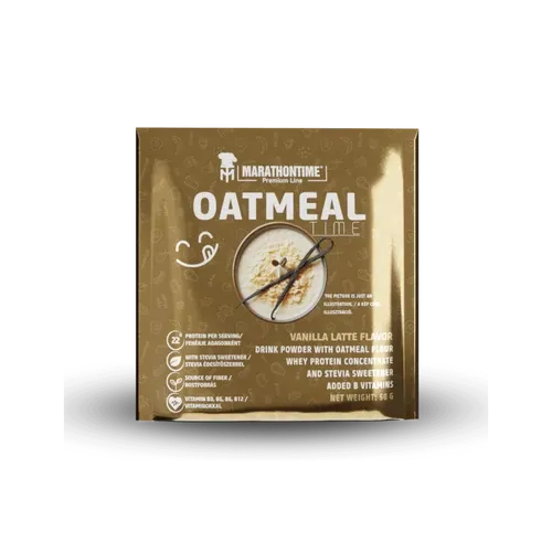 Oatmeal fehérje + gluténmentes zabpehely por steviával - 50 g - vaníliás latte - Marathontime - 