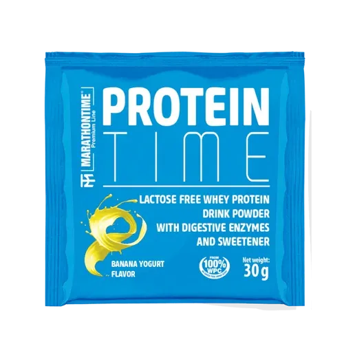 Protein Time - laktázenzimmel dúsított fehérje koncentrátum 30 g - banán joghurt - Marathontime - 