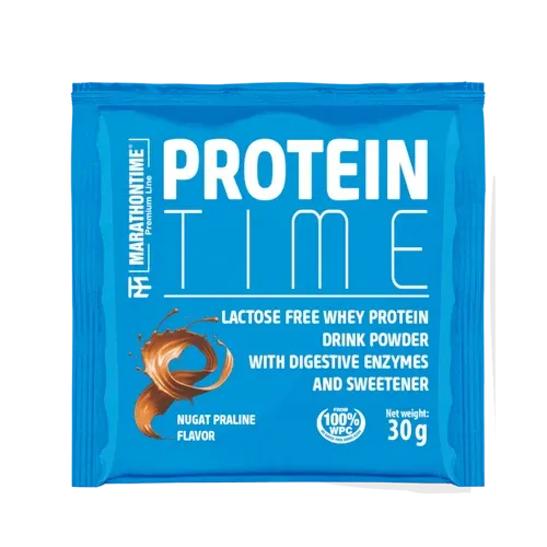 Protein Time - laktázenzimmel dúsított fehérje koncentrátum 30 g - nugát praliné - Marathontime - 