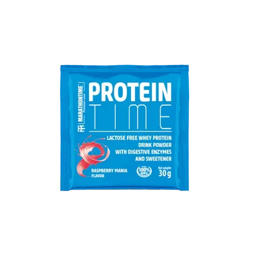 Protein Time - laktázenzimmel dúsított fehérje koncentrátum 30 g - málna - Marathontime - 