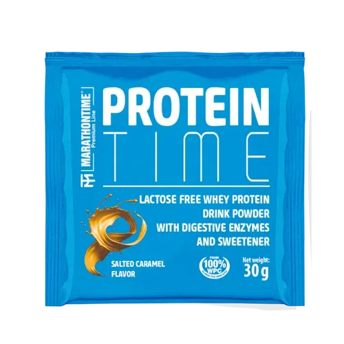 Protein Time - laktázenzimmel dúsított fehérje koncentrátum 30 g - sós karamell - Marathontime - 