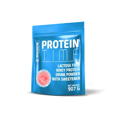 Protein Time - laktázenzimmel dúsított fehérje koncentrátum 907 g - fehér csokoládé - eper - Marathontime - 