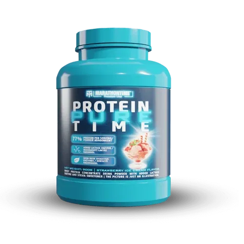Pure Protein Time - laktázenzimmel dúsított fehérje koncentrátum steviával 900 g - epres fagylalt - Marathontime - 