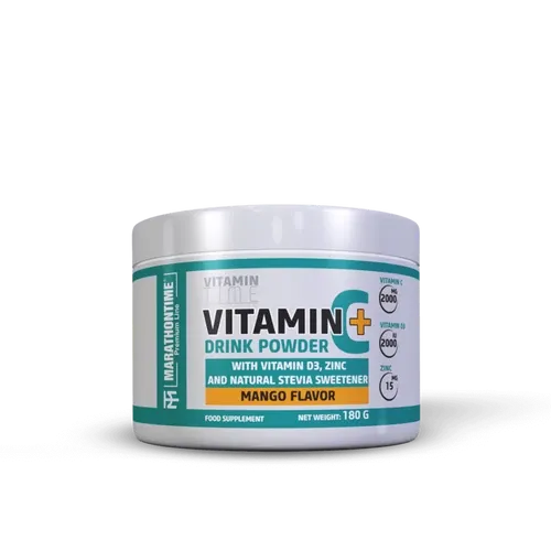 C-Vitamin italpor - D-Vitaminnal Cinkkel és Steviával - 180 g - magnó - Marathontime - 