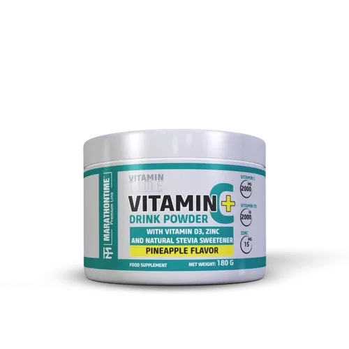 C-Vitamin italpor - D-Vitaminnal Cinkkel és Steviával - 180 g - ananász - Marathontime - 