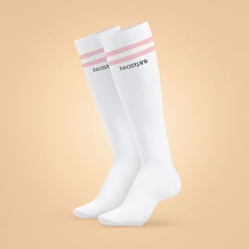 Knee High Socks magasszárú zokni fehér - (M) - BeastPink - 