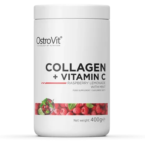 Kollagén + C-vitamin - málna limonádé mentával - 400 g - OstroVit - 