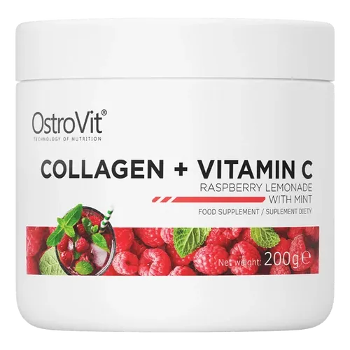 Kollagén + C-vitamin - málna limonádé mentával - 200 g - OstroVit - 