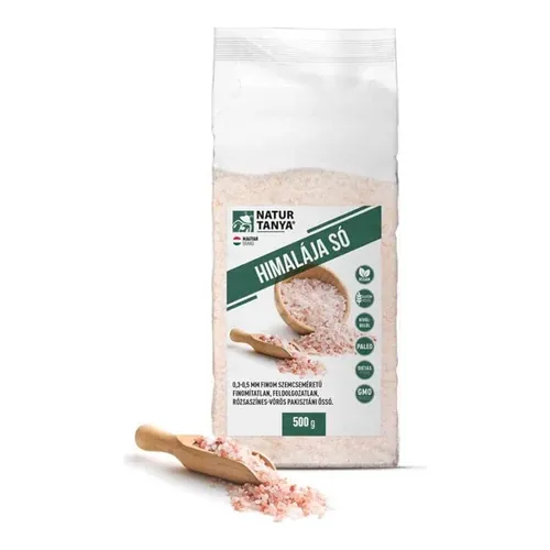Himalája Só- 0,3-0,5 mm finom szemcseméretű finomítatlan, feldolgozatlan, rózsaszínes-vörös pakisztáni só 500 g - Natur Tanya - 