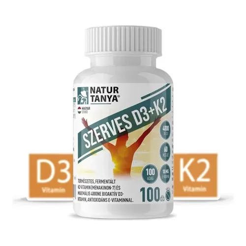 Szerves D3 és K2-vitamin, antioxidáns E-vitaminnal - 100 tabletta - Natur Tanya - 