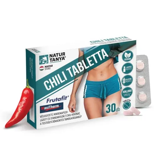 Chili tabletta - Védjegyzett, mikrokapszulázott chili paprika kivonat a testsúlycsökkentés támogatásához - 30 tabletta - Natur Tanya - 