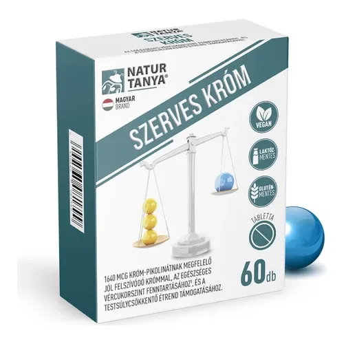Szerves Króm - Jól felszívódó króm, az egészséges vércukorszint fenntartásához és a testsúlycsökkentő étrend támogatásához - 60 tabletta - Natur Tanya - 