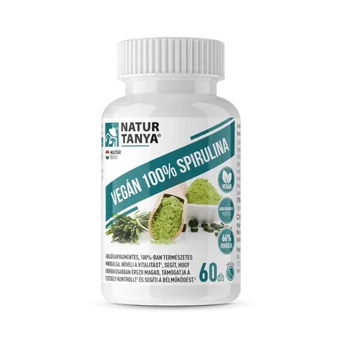 Vegán 100% Spirulina - adalékanyagmentes mikroalga - 60 tabletta - Natur Tanya - 