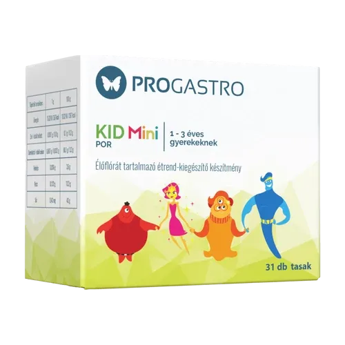ProGastro KID Mini - Élőflórát tartalmazó étrend-kiegészítő készítmény 1-3 éves gyerekeknek (31 db tasak) - 