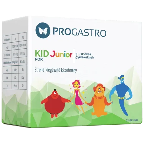 ProGastro KID Junior - Élőflórát tartalmazó étrend-kiegészítő készítmény 3-12 éves gyerekeknek (31 db tasak) - 