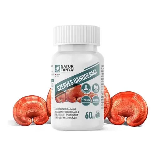 Szerves Ganoderma (Pecsétviaszgomba) standardizált 30%-os poliszacharid koncentrációjú kivonat - 60 tabletta - Natur Tanya - 