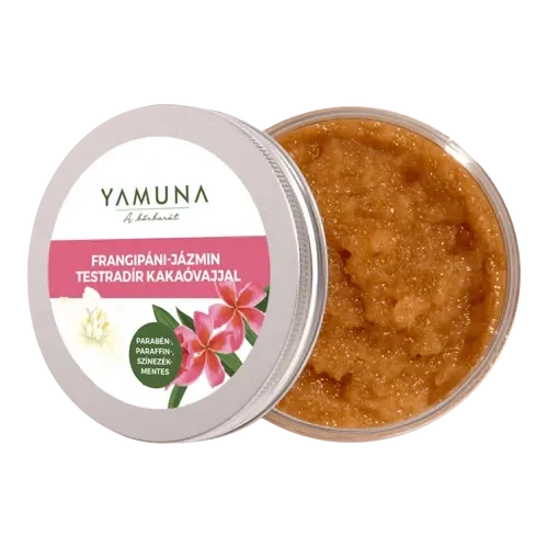 Frangipáni-jázmin testradír kakaóvajjal 200g - minőségi testápolás természetesen