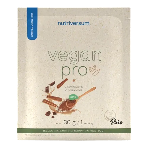 Vegan Pro - 30 g - csokoládé-fahéj steviával - Nutriversum - 