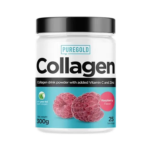 Collagen Marha kollagén italpor - Málna - 300g - PureGold - 10.000mg Kollagén