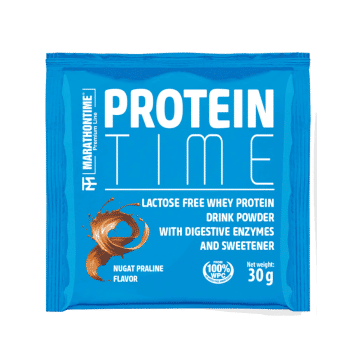 Protein Time - laktázenzimmel dúsított fehérje koncentrátum 30 g - nugát praliné - Marathontime