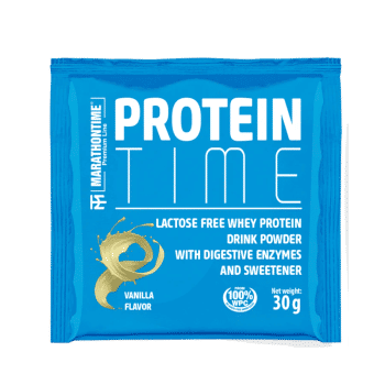 Protein Time - laktázenzimmel dúsított fehérje koncentrátum 30 g - vanília - Marathontime