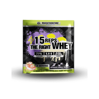 15 REPS THE RIGHT WHEY Koncentrat białkowy - 34 g - jogurt truskawkowy - Marathontime