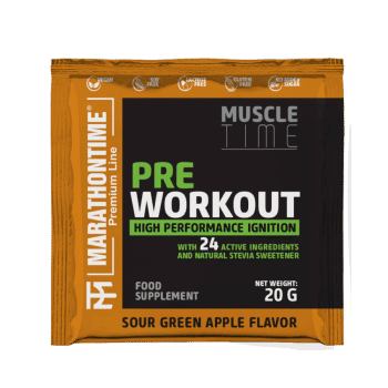 Pre Workout Edzés Előtti Energizáló 20 g - zöldalma ízben - Marathontime