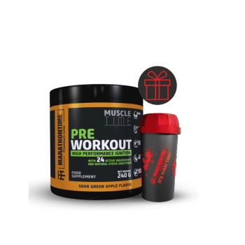 Pre Workout Edzés Előtti Energizáló Steviával és 24 értékes összetevővel - zöldalma ízben - Marathontime