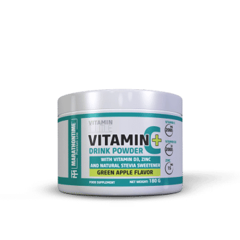 C-Vitamin italpor - D-Vitaminnal Cinkkel és Steviával - 180 g - zöldalma - Marathontime