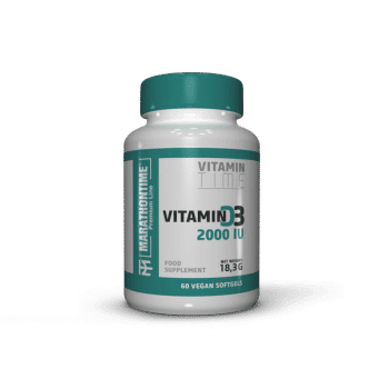 D-Vitamin 2000NE z dodatkiem wapnia - 60 wegańskich miękkich żelatyna - Marathontime