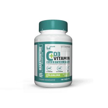 C+D3 vitamin rágótabletta - Spirulinával és Cinkkel - 100 tabletta - zöldalma - Marathontime