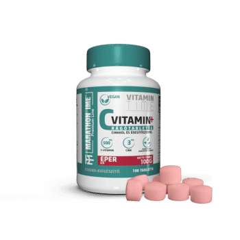 C-Vitamin tabletka do żucia - Spirulina i Cynk 100 tabletek - Truskawka - Marathontime